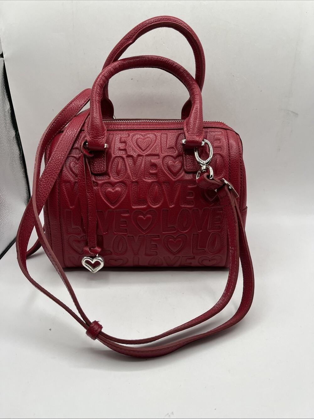 Brighton DEEPLY IN LOVE Shoulder Strap Satchel Bag Red Leather Boho Style
